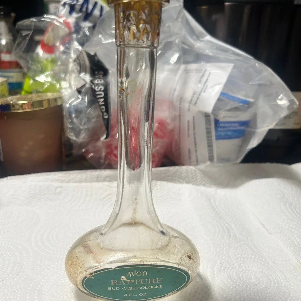 Avon Gold and Clear Rapture Bud Vase